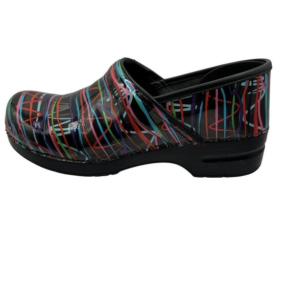 Dansko Womens 11.5 Professional Retro Streamer Patent Leather Clogs Comfort Shoe - Picture 5 of 16